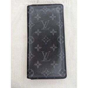Louis Vuitton Brazza Wallet Monogram Eclipse Black Long Wallet Authentic w/ COA